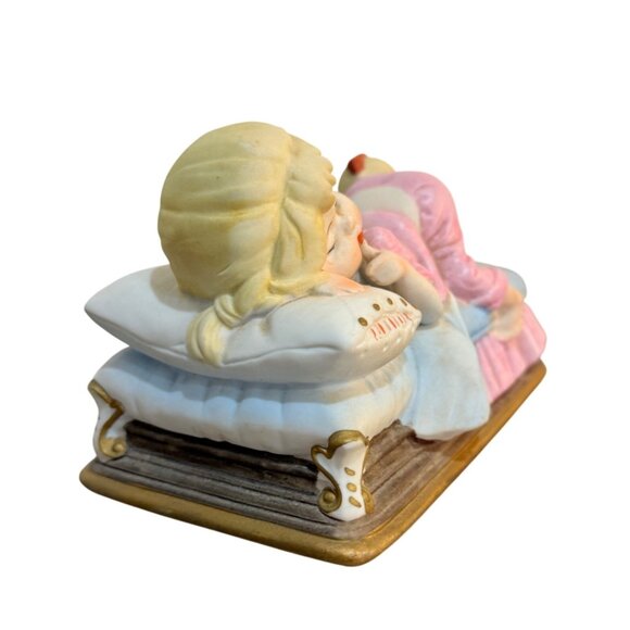 Little Girl Sleeping Music Box Love Story Vintage Retro Bedroom Nursery Decor - Picture 5 of 15
